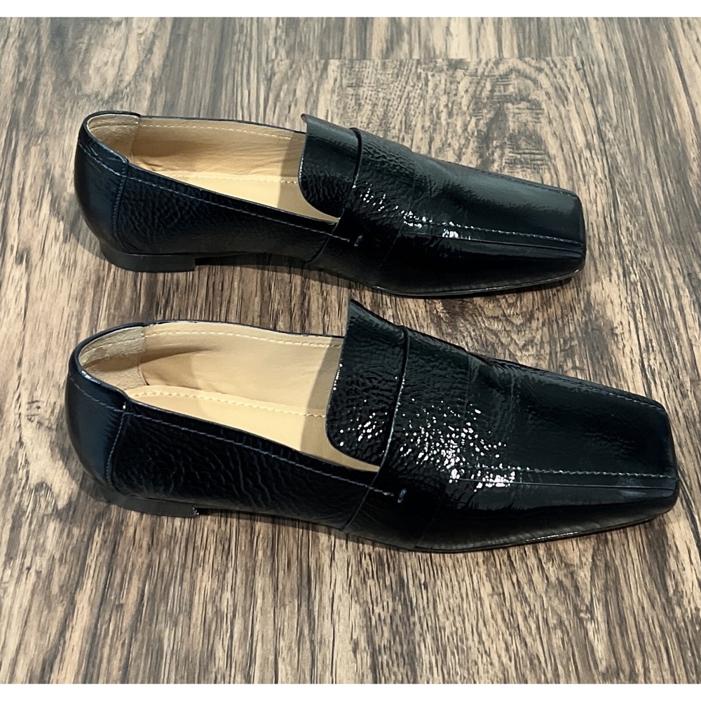 MANSUR GAVRIEL Patent Leather Loafers Square Toe Black Size 36.5EU Retail $445